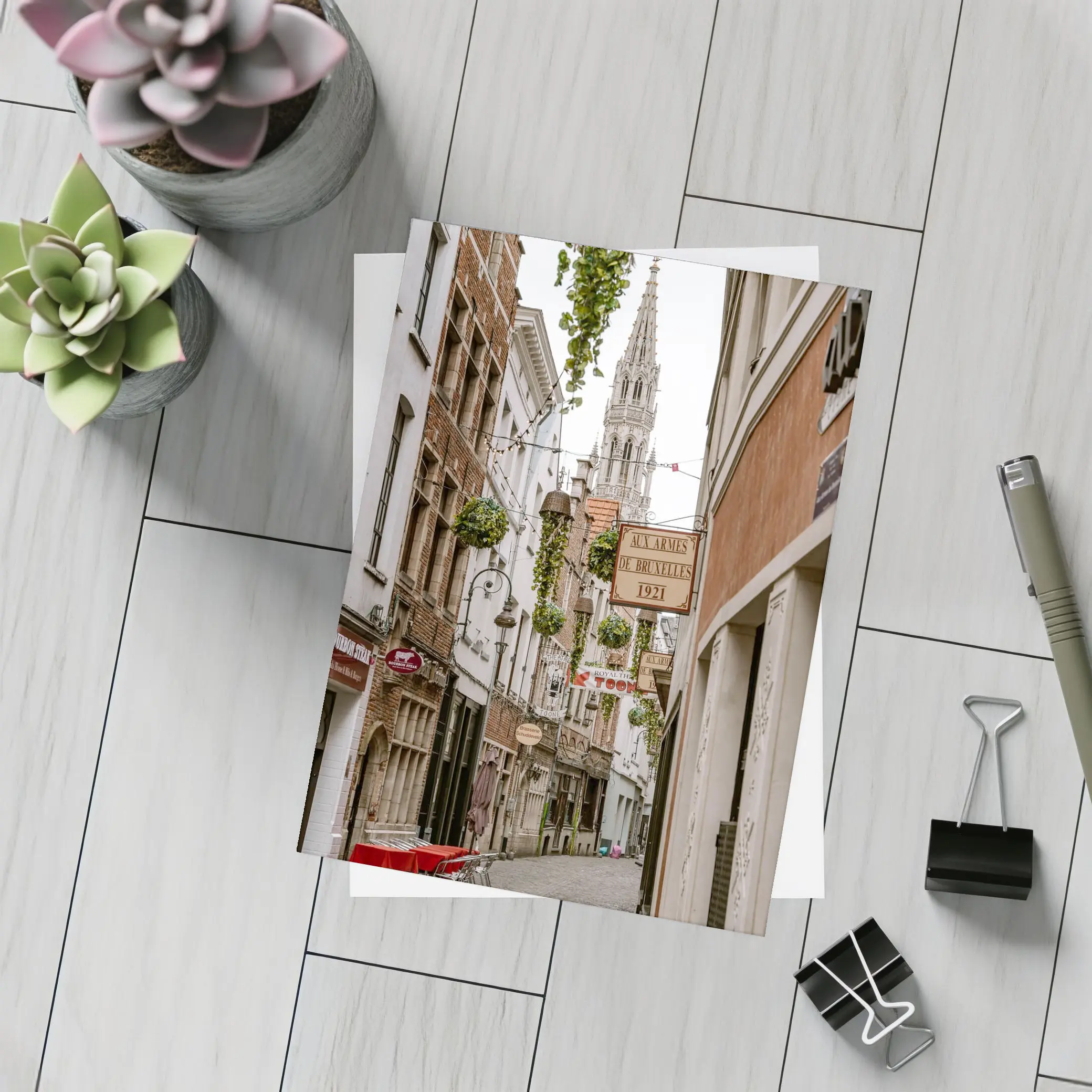 Brussels Old Town Narrow Cobblestone Street Scene – Postcards