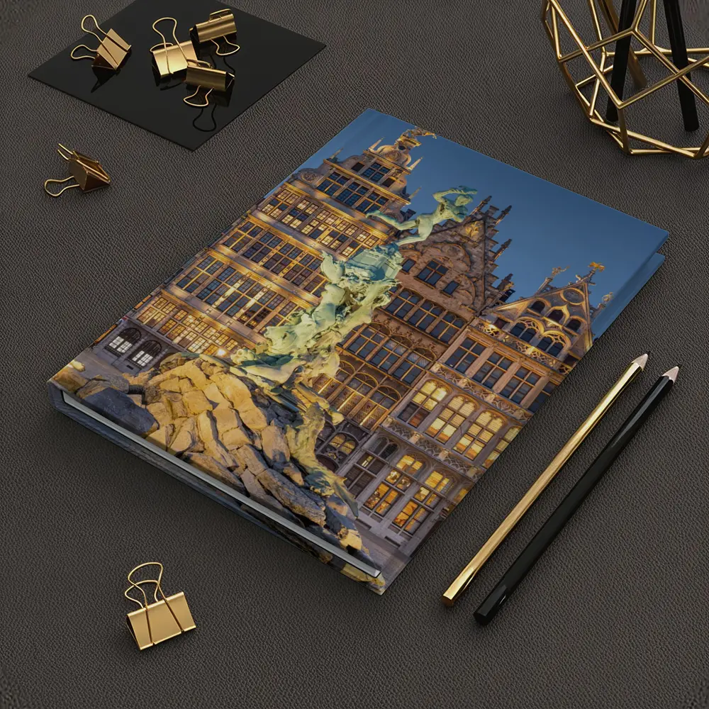 Brabo Fountain Antwerp Grand Place Night – Notebooks