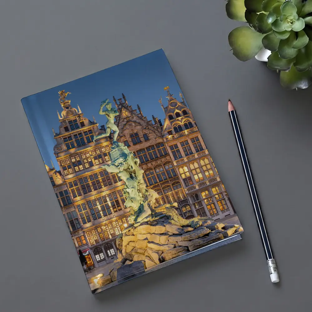 Brabo Fountain Antwerp Grand Place Night – Notebooks