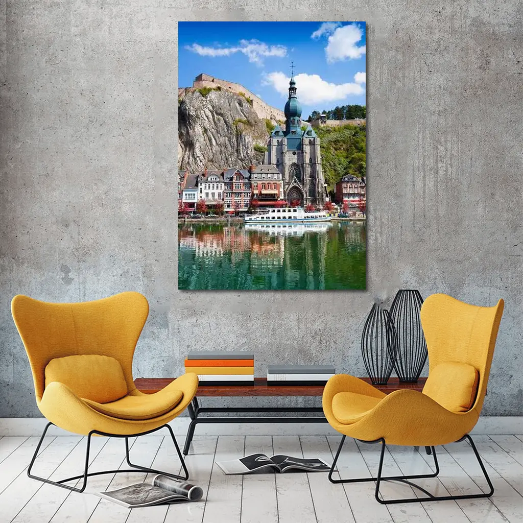 Dinant Belgium Church River Cliff View – Wall Art