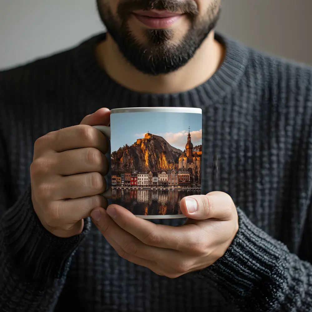 Dinant Belgium Citadel River Golden Hour – Mugs