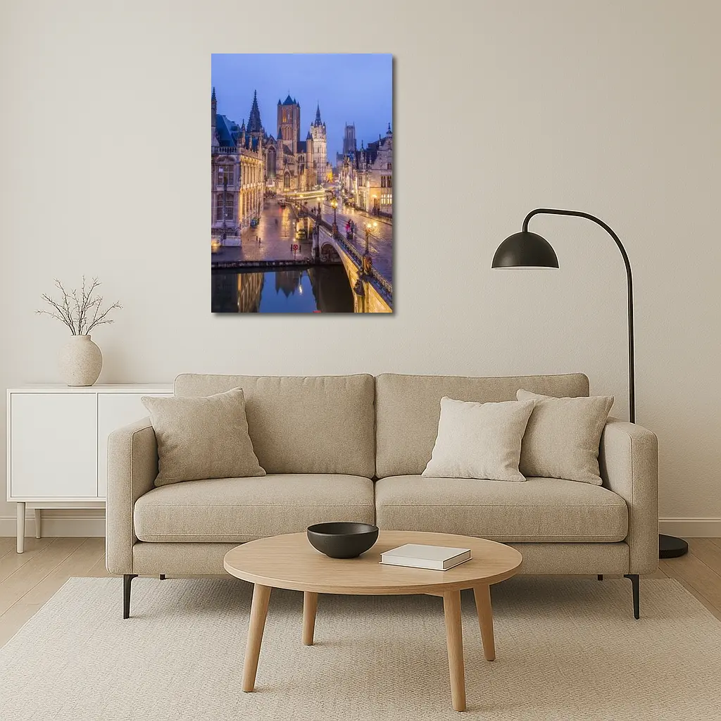 Ghent Belgium Canal Bridge Blue Dusk – Wall Art