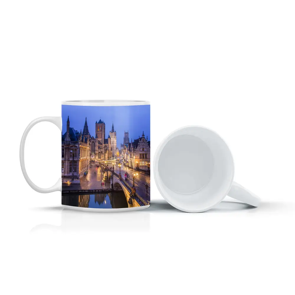 Ghent Belgium Canal Bridge Blue Dusk – Mugs