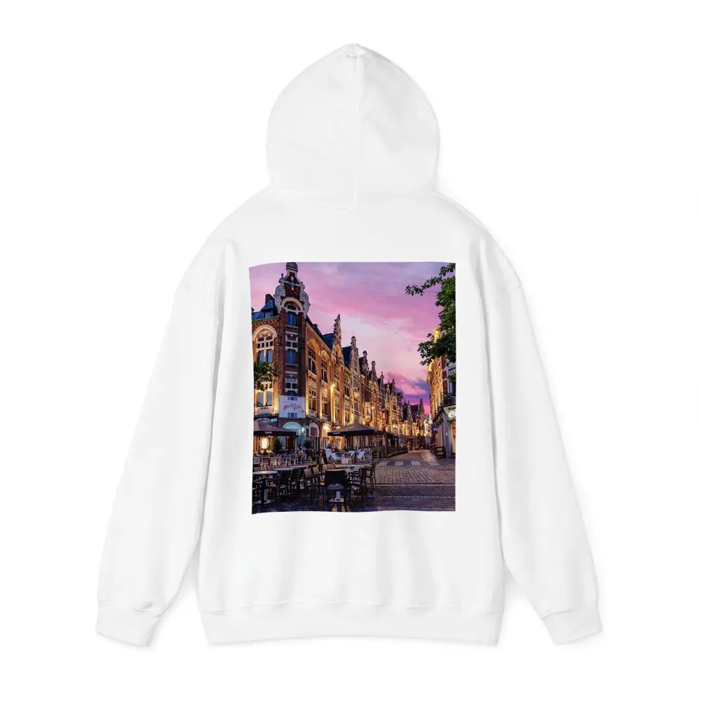 Belgium Old Town Square At Pink Sunset – Hoodies