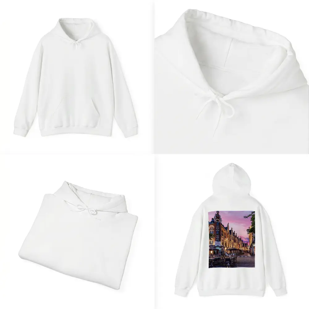 Belgium Old Town Square At Pink Sunset – Hoodies