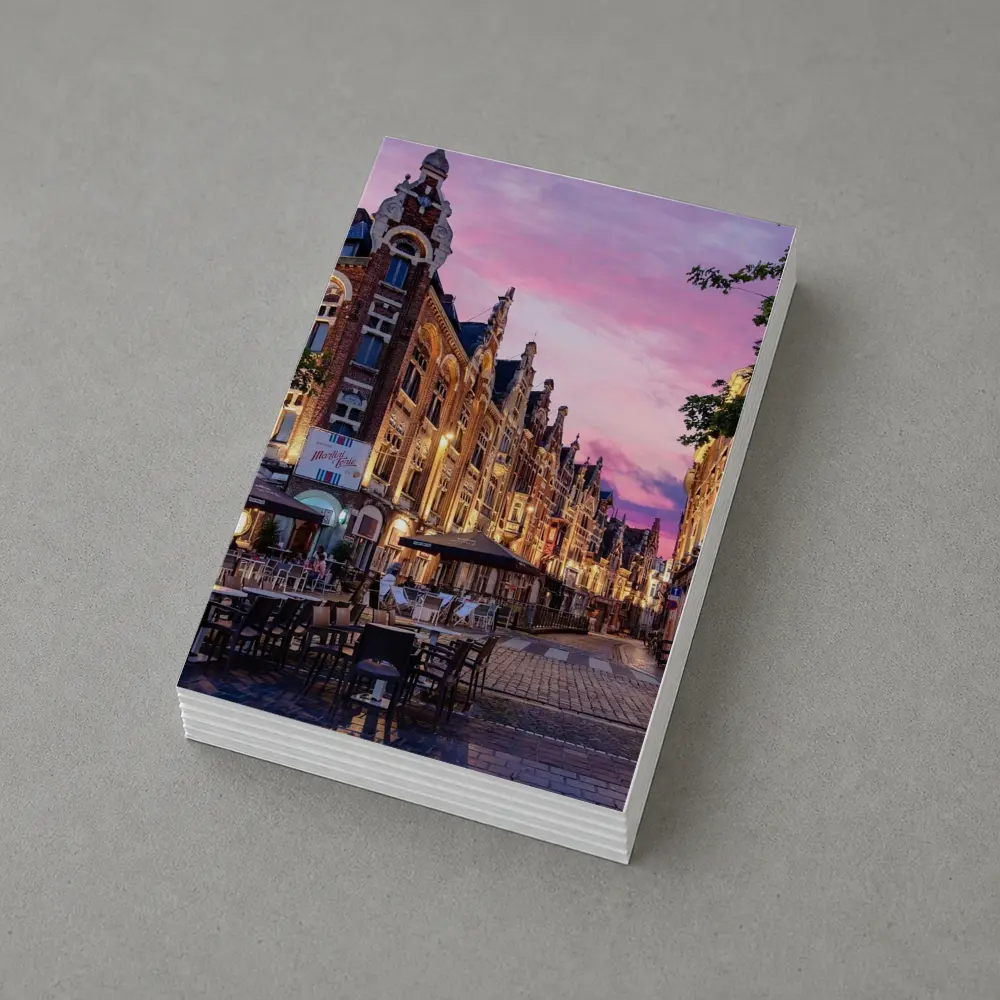 Belgium Old Town Square At Pink Sunset – Postcards