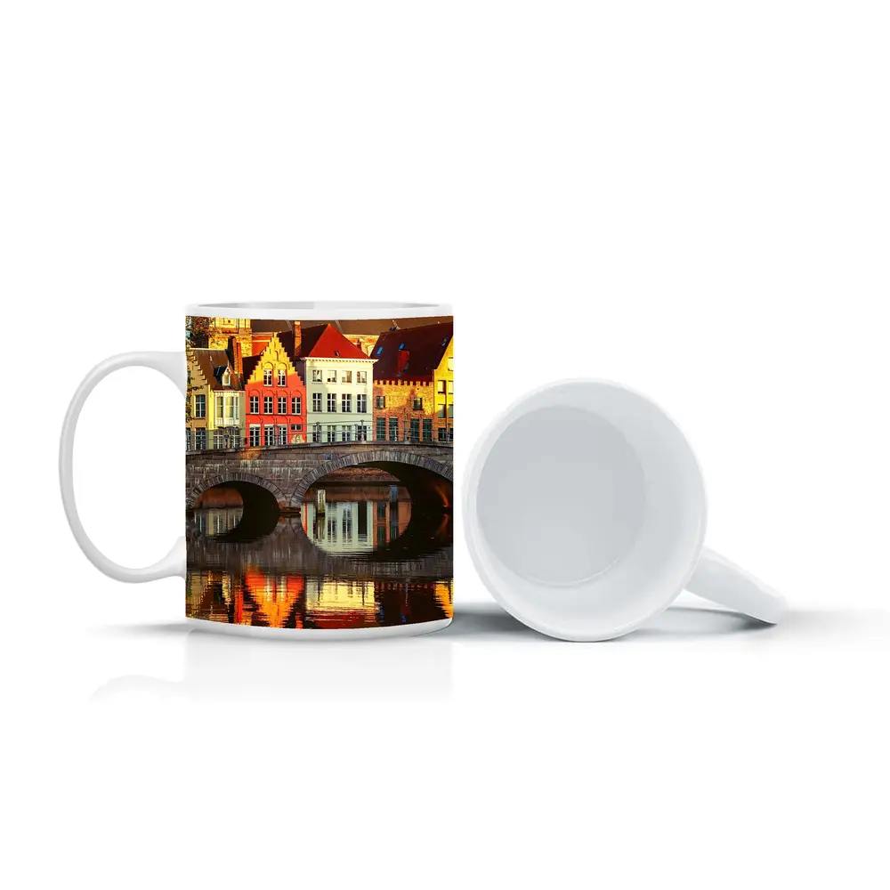 Bruges Canal Bridge Medieval Buildings Reflection – Mugs