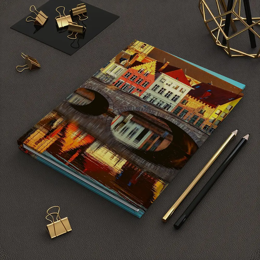 Bruges Canal Bridge Medieval Buildings Reflection – Notebooks