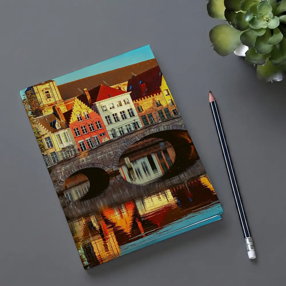 Bruges Canal Bridge Medieval Buildings Reflection – Notebooks