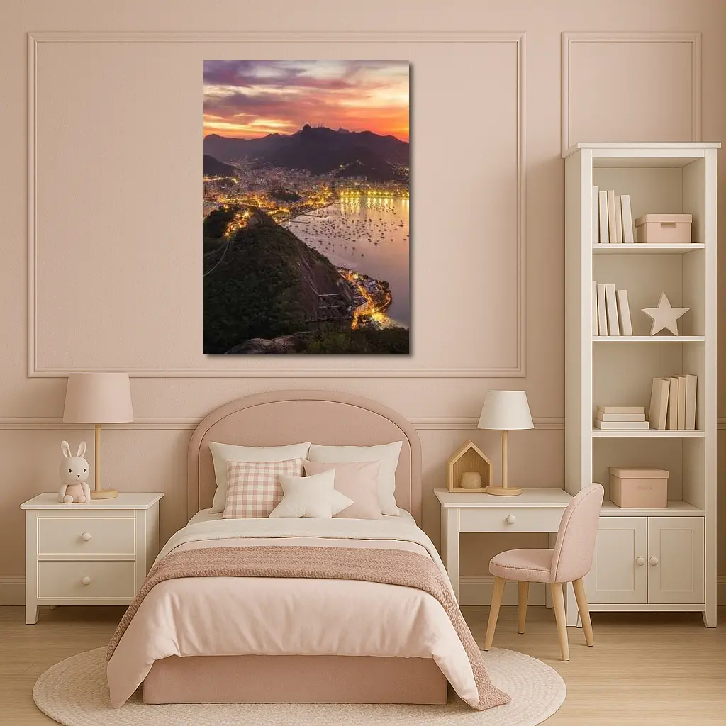 Rio de Janeiro City Lights Sunset View – Wall Art