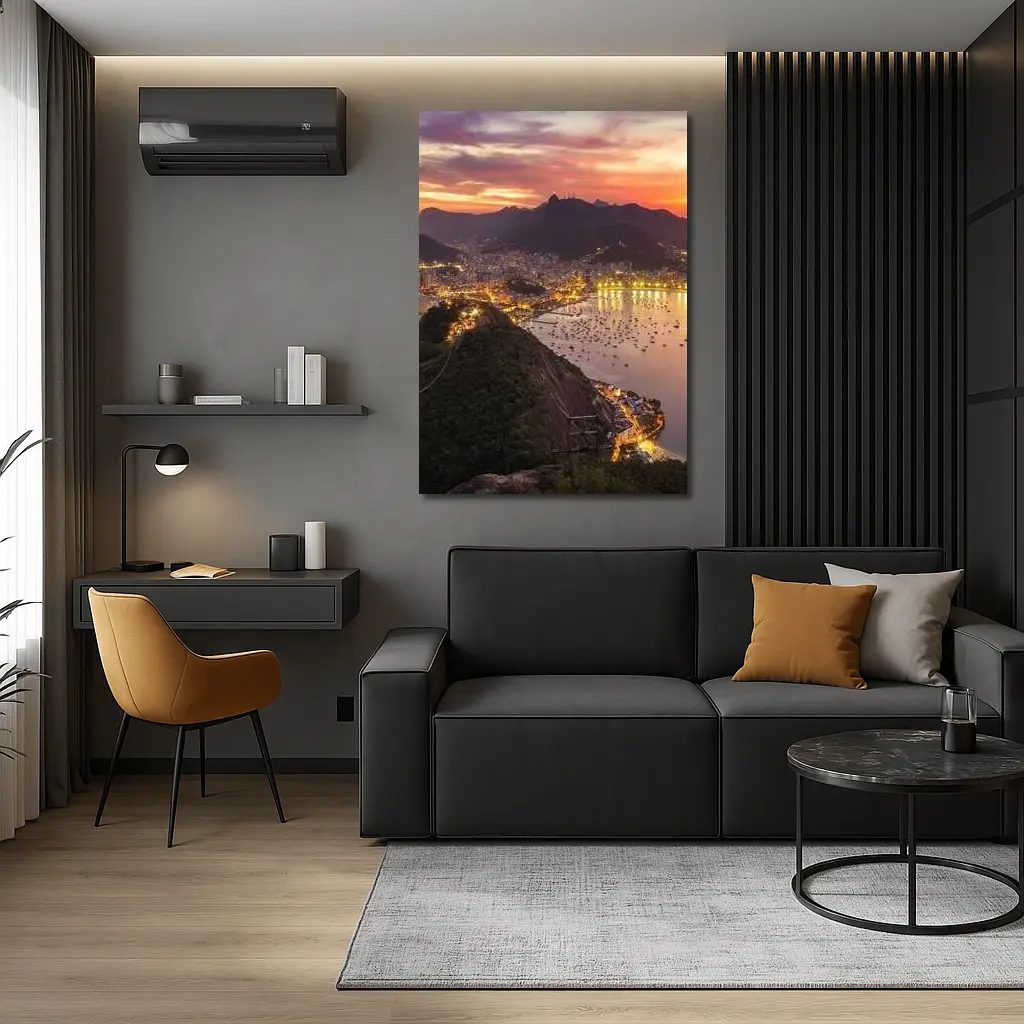 Rio de Janeiro City Lights Sunset View – Wall Art
