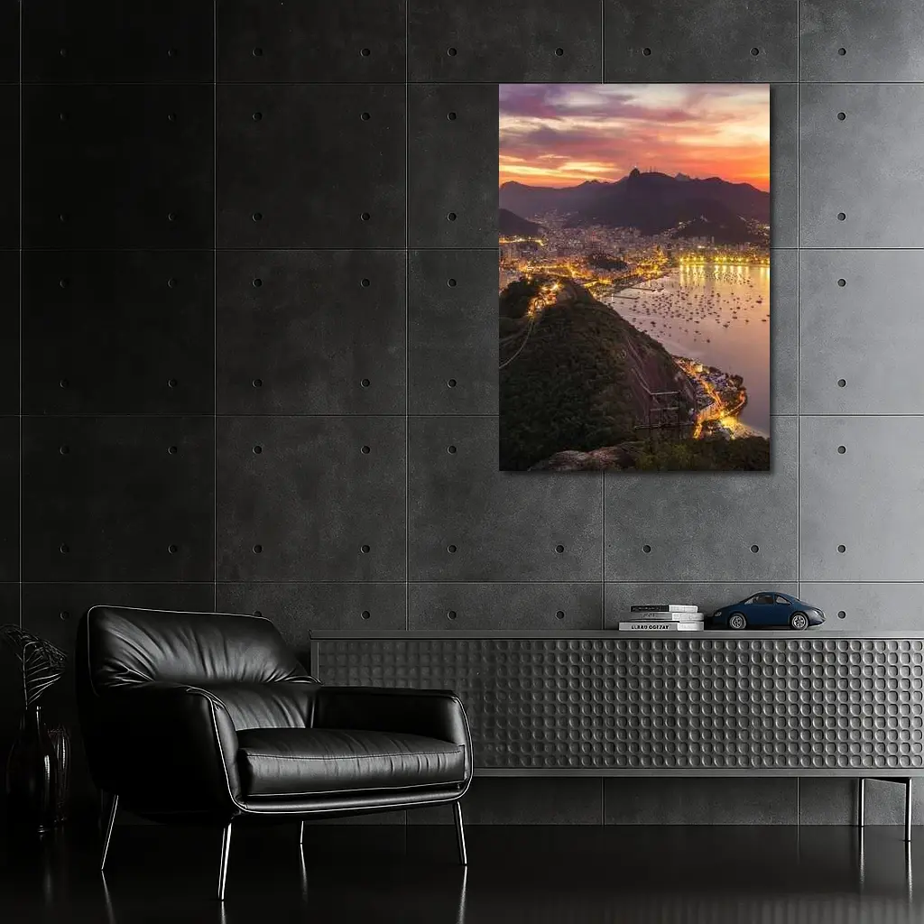 Rio de Janeiro City Lights Sunset View – Wall Art