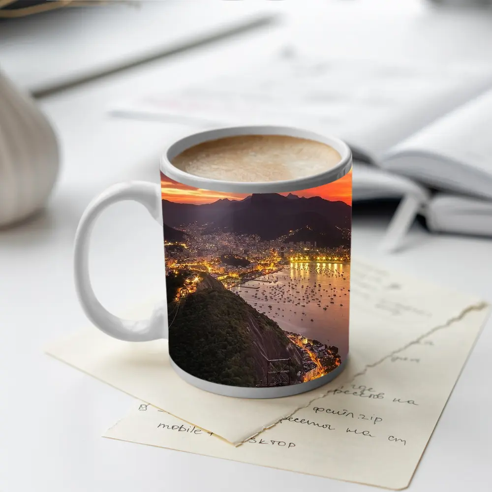 Rio de Janeiro City Lights Sunset View – Mugs