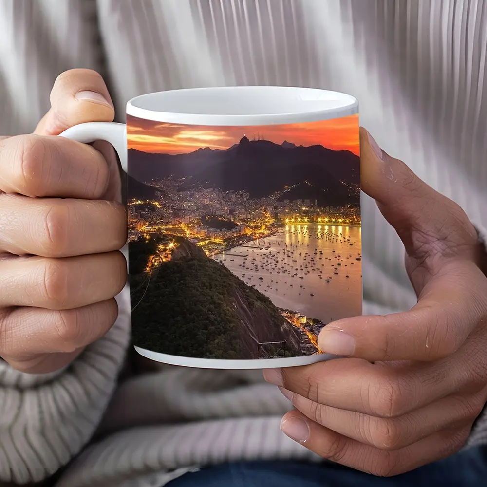 Rio de Janeiro City Lights Sunset View – Mugs