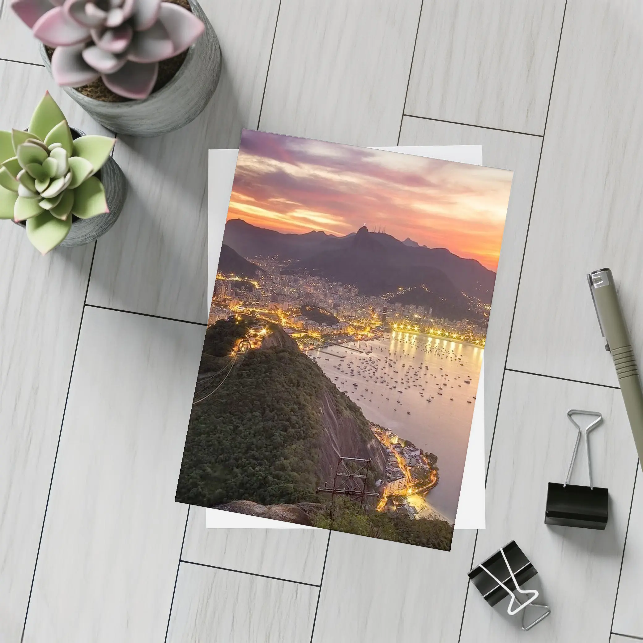 Rio de Janeiro City Lights Sunset View – Postcards
