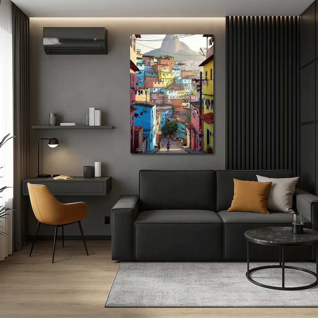 Rio de Janeiro Favela Colorful Hillside Street – Wall Art