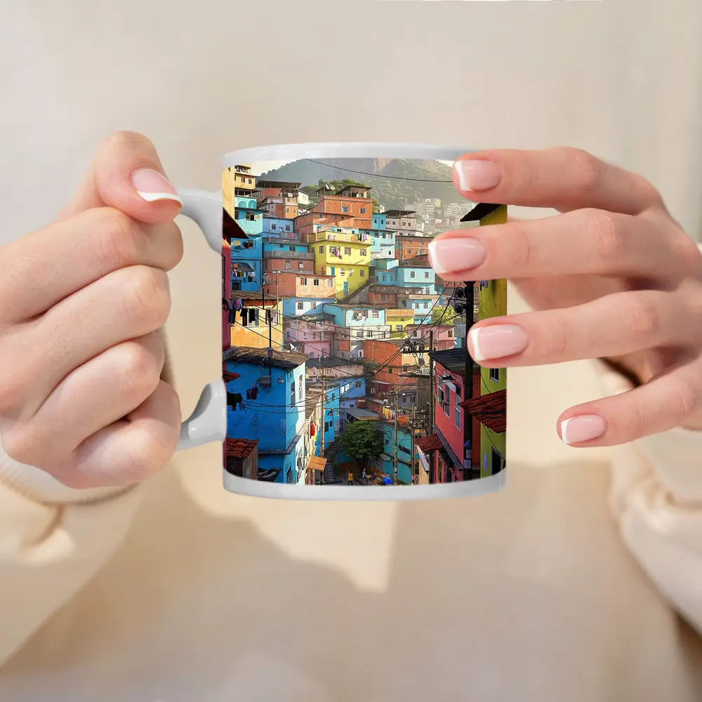 Rio de Janeiro Favela Colorful Hillside Street – Mugs