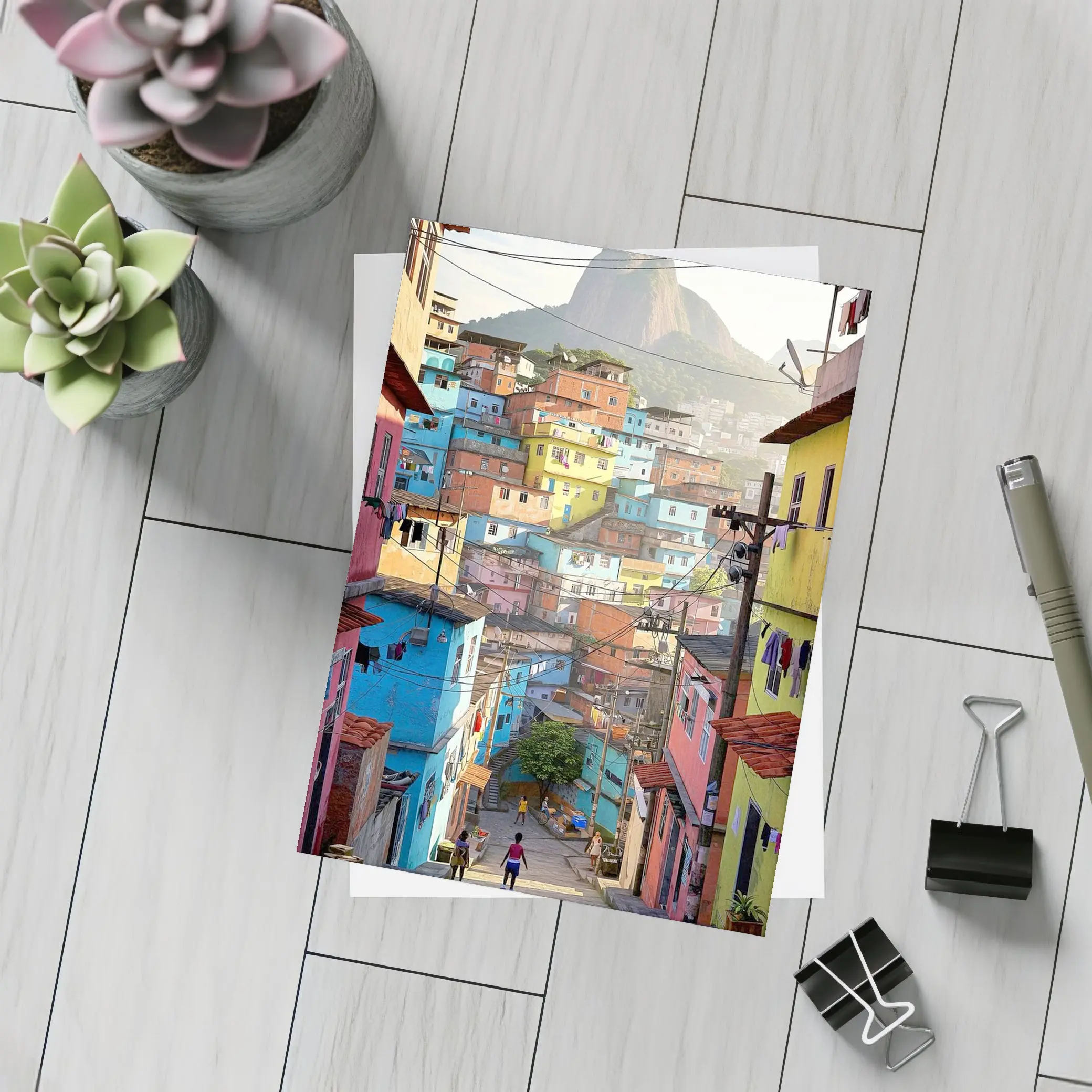 Rio de Janeiro Favela Colorful Hillside Street – Postcards