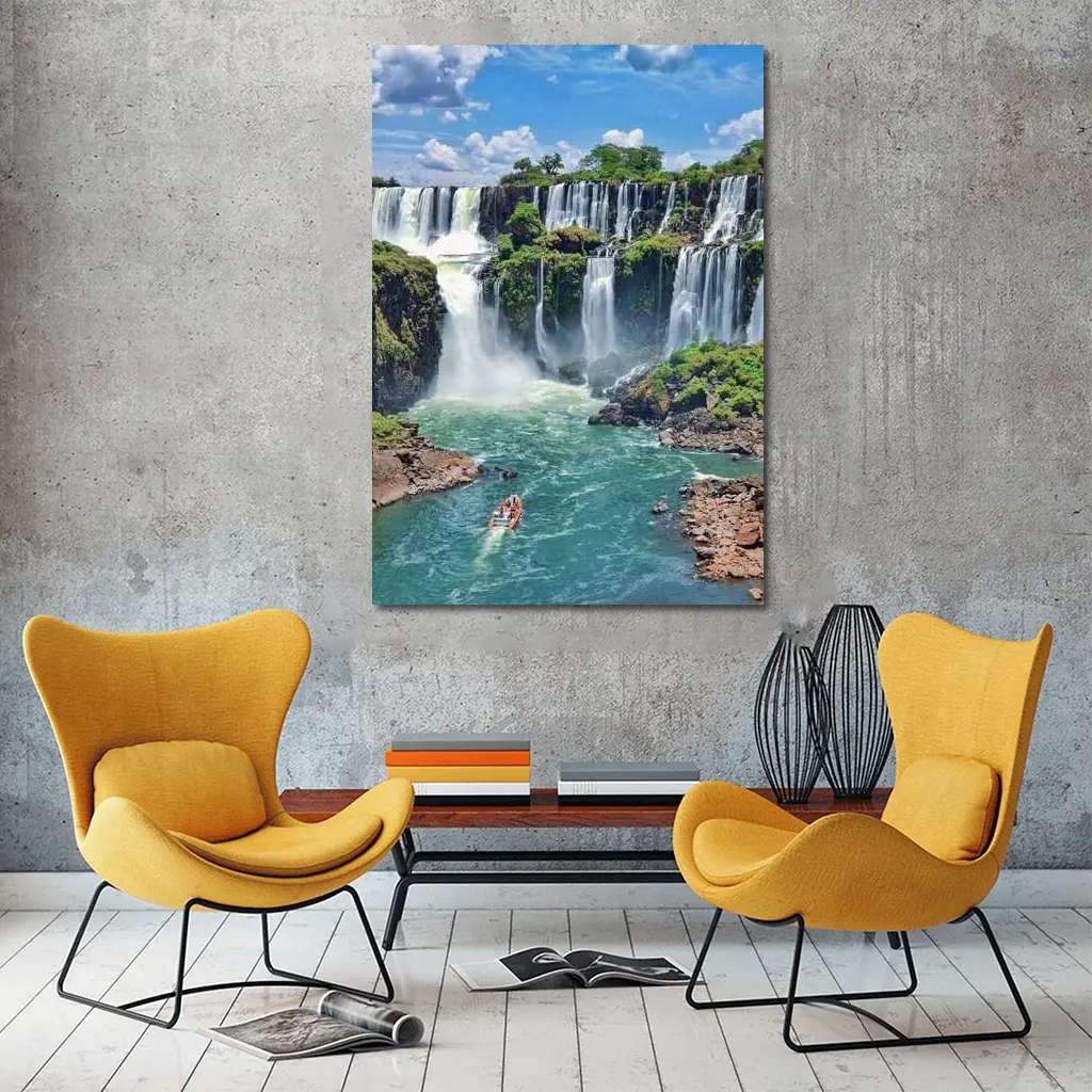 Iguazu Falls Boat Turquoise Water Argentina – Wall Art
