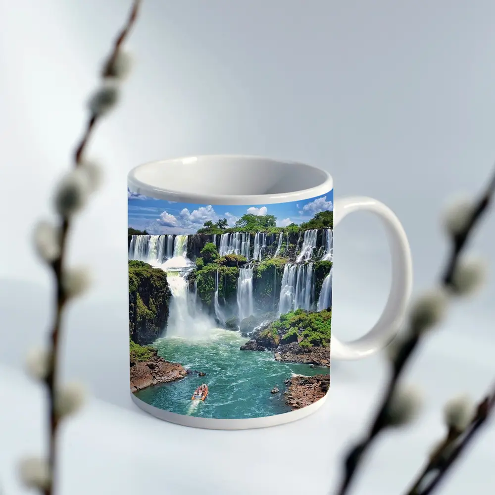 Iguazu Falls Boat Turquoise Water Argentina – Mugs