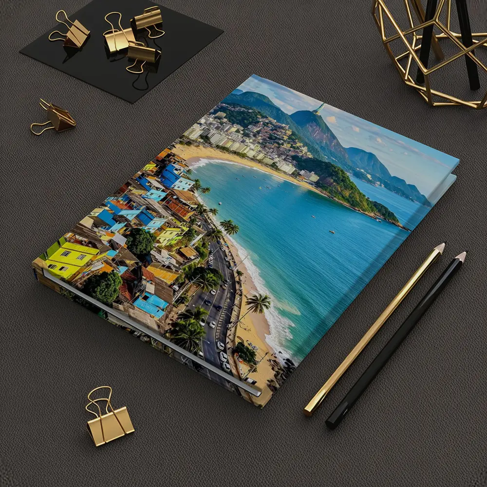 Rio de Janeiro Coastline Colorful Favela Aerial View – Notebooks