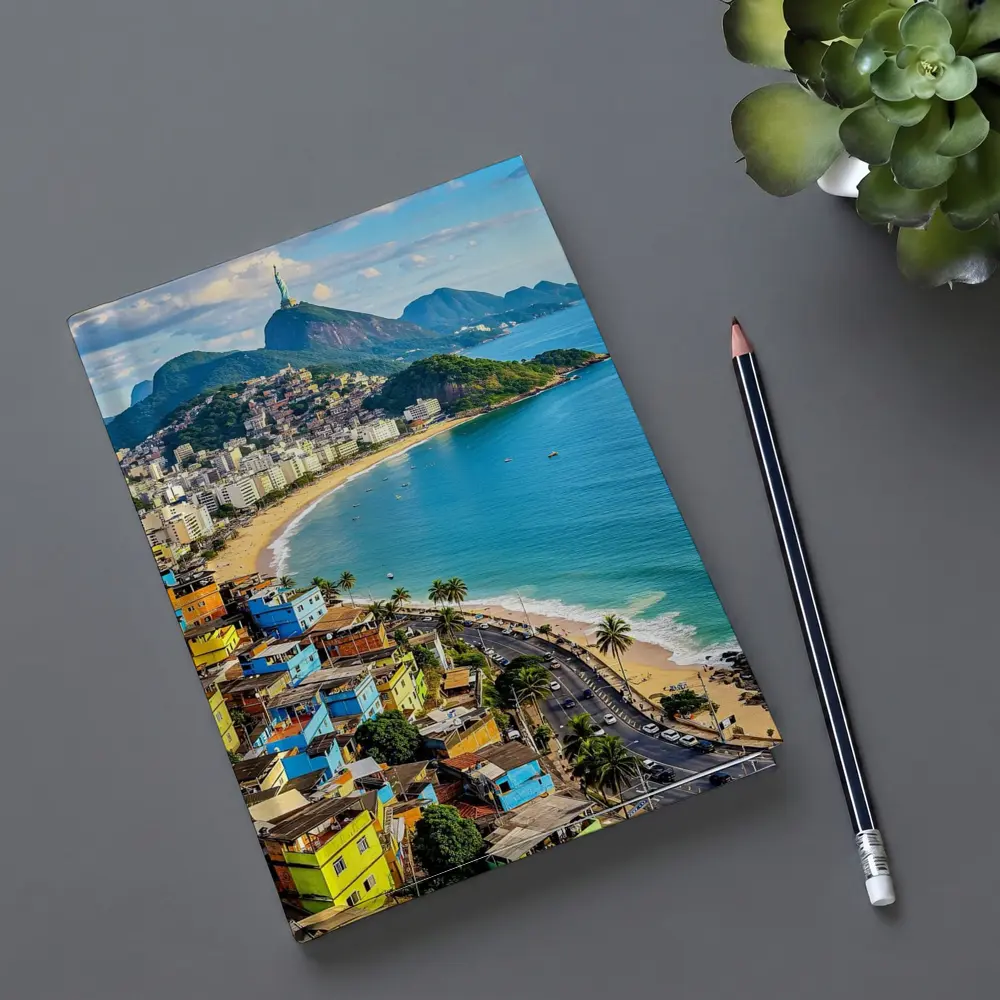 Rio de Janeiro Coastline Colorful Favela Aerial View – Notebooks