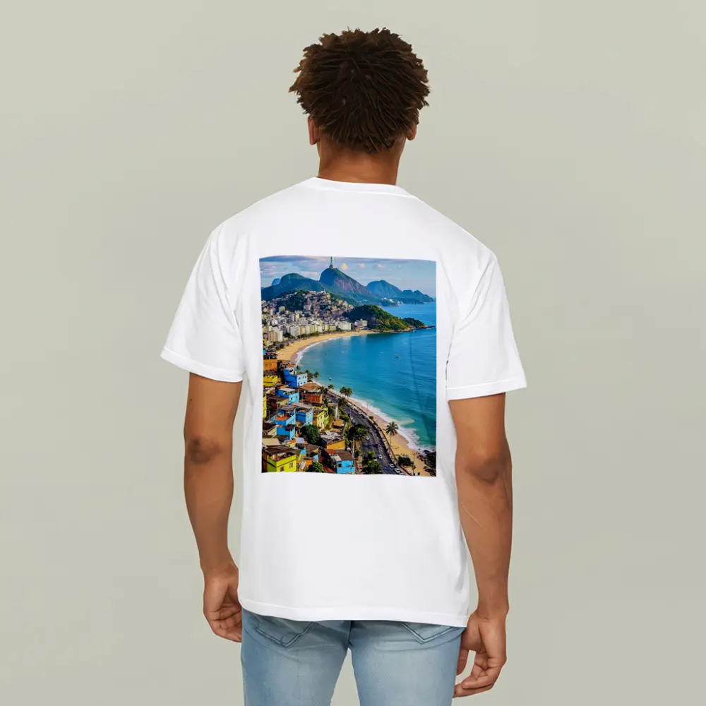 Rio de Janeiro Coastline Colorful Favela Aerial View – T-Shirts