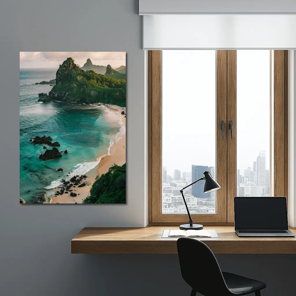 Tropical Beach Rocky Island Turquoise Ocean – Wall Art