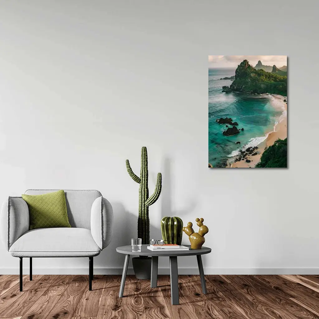 Tropical Beach Rocky Island Turquoise Ocean – Wall Art