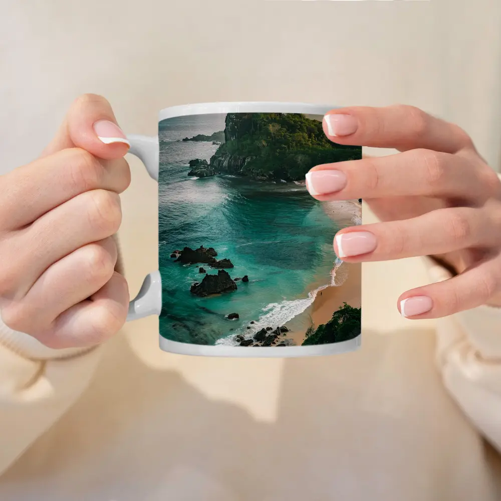 Tropical Beach Rocky Island Turquoise Ocean – Mugs