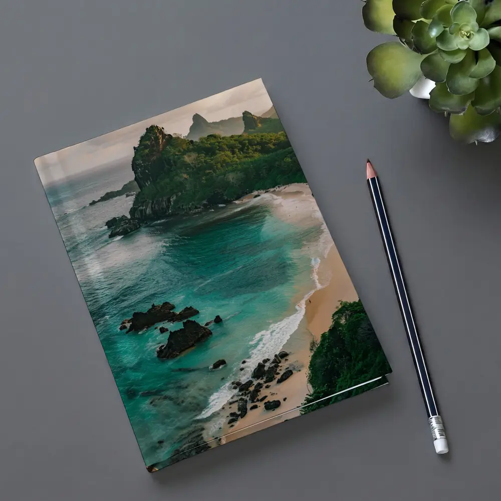Tropical Beach Rocky Island Turquoise Ocean – Notebooks