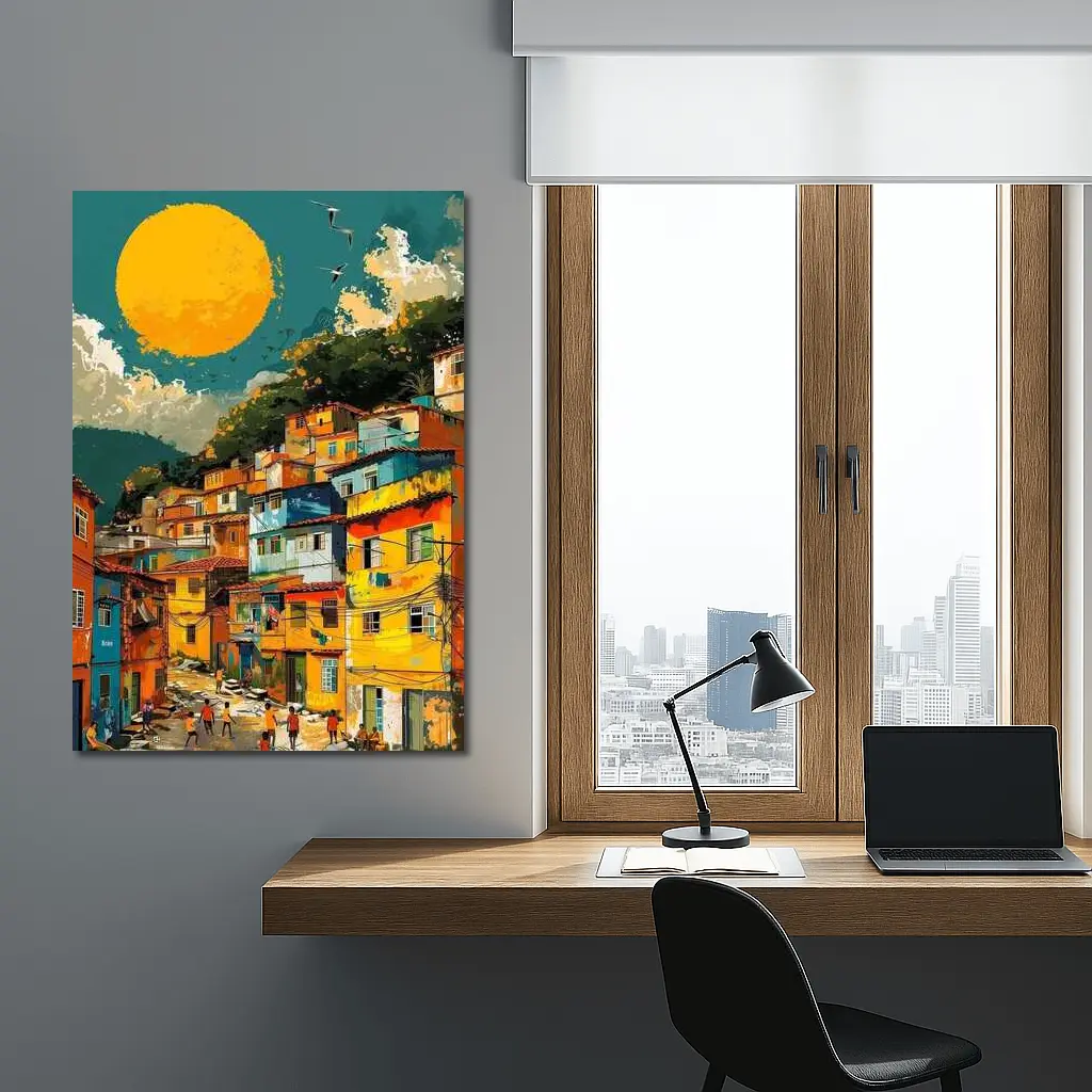 Rio Favela Hillside Community Bold Sun – Wall Art