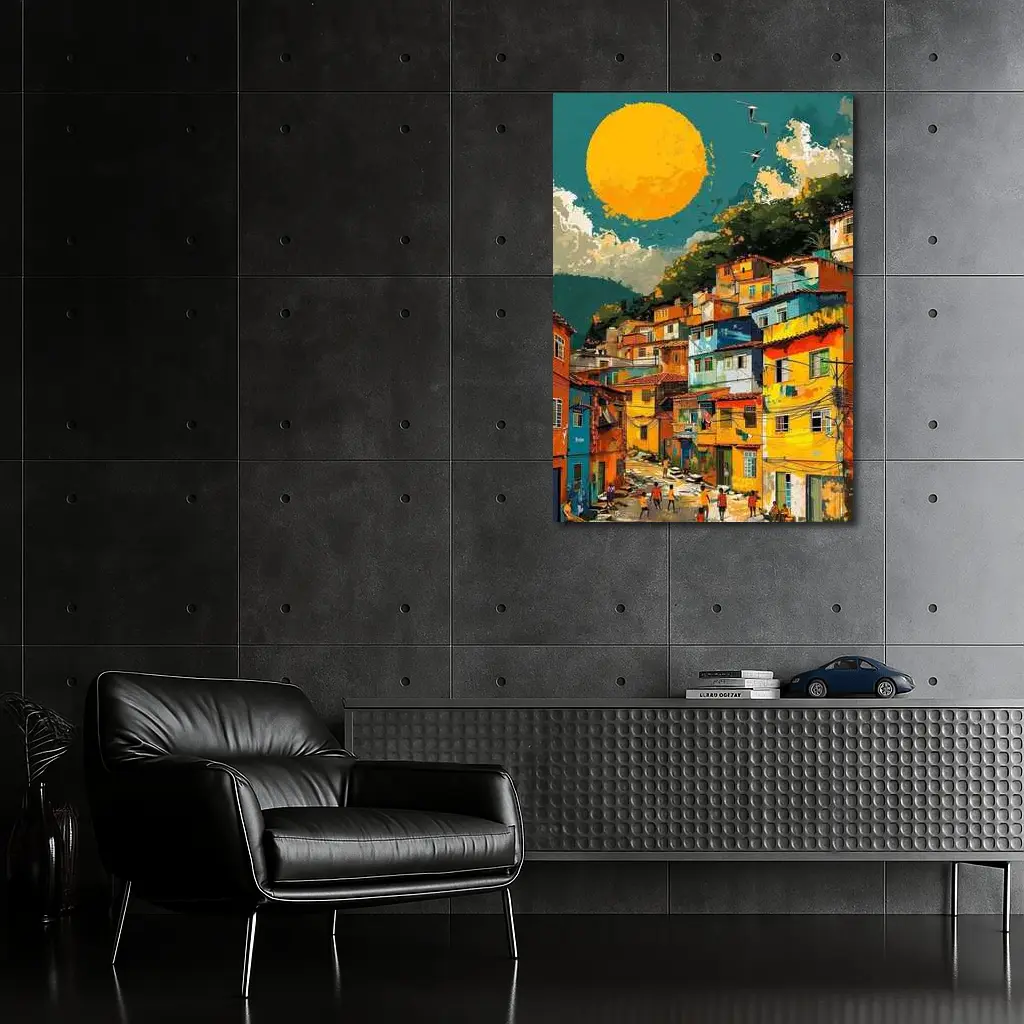 Rio Favela Hillside Community Bold Sun – Wall Art