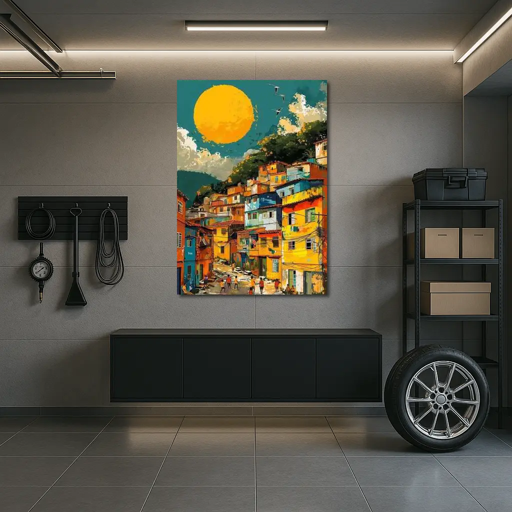 Rio Favela Hillside Community Bold Sun – Wall Art