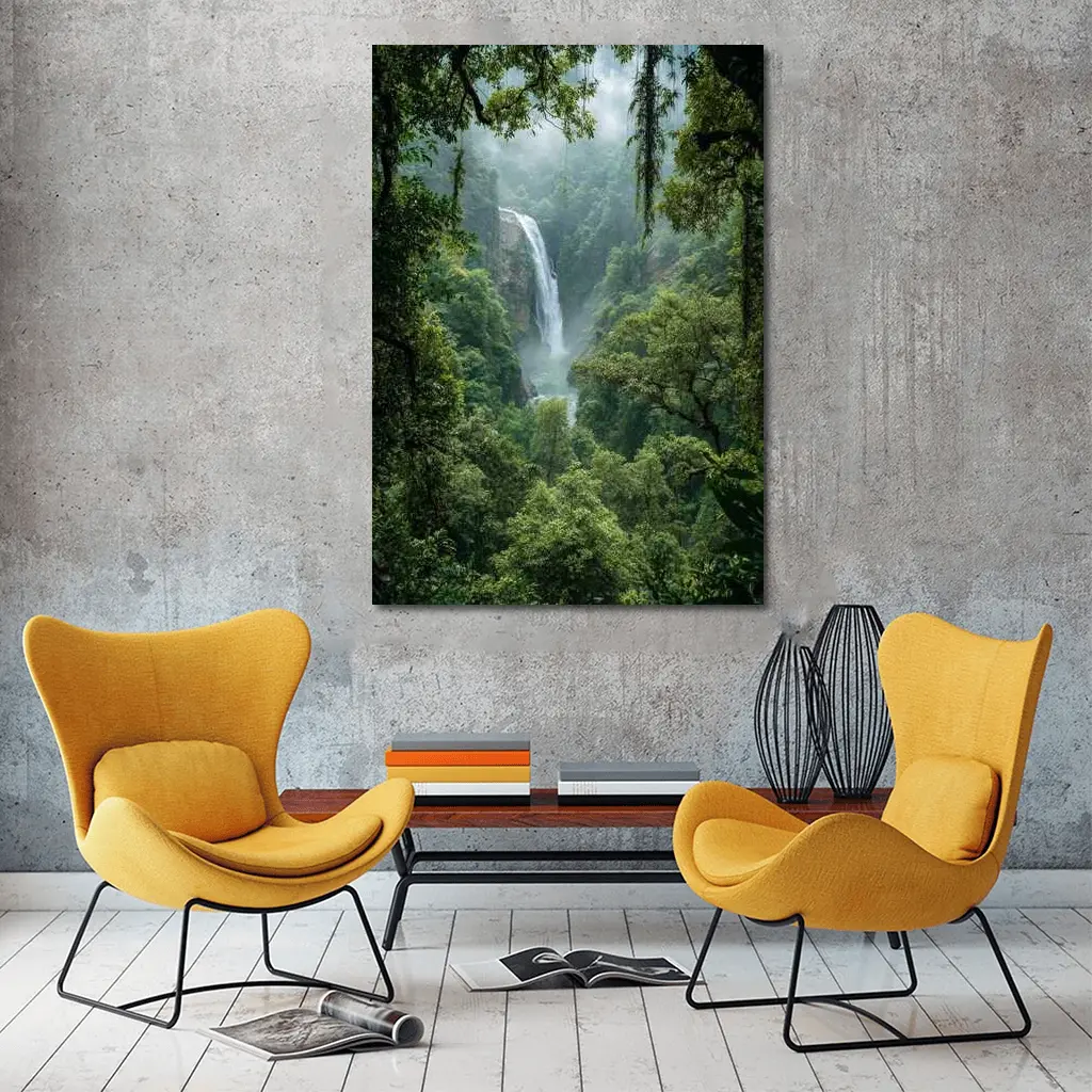 Tropical Waterfall Hidden Deep In Rainforest – Wall Art