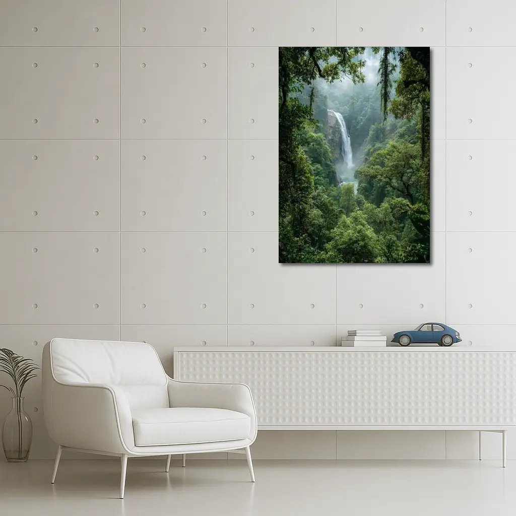 Tropical Waterfall Hidden Deep In Rainforest – Wall Art