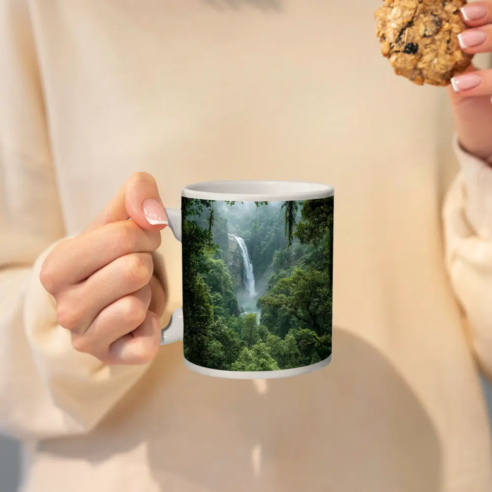 Tropical Waterfall Hidden Deep In Rainforest – Mugs