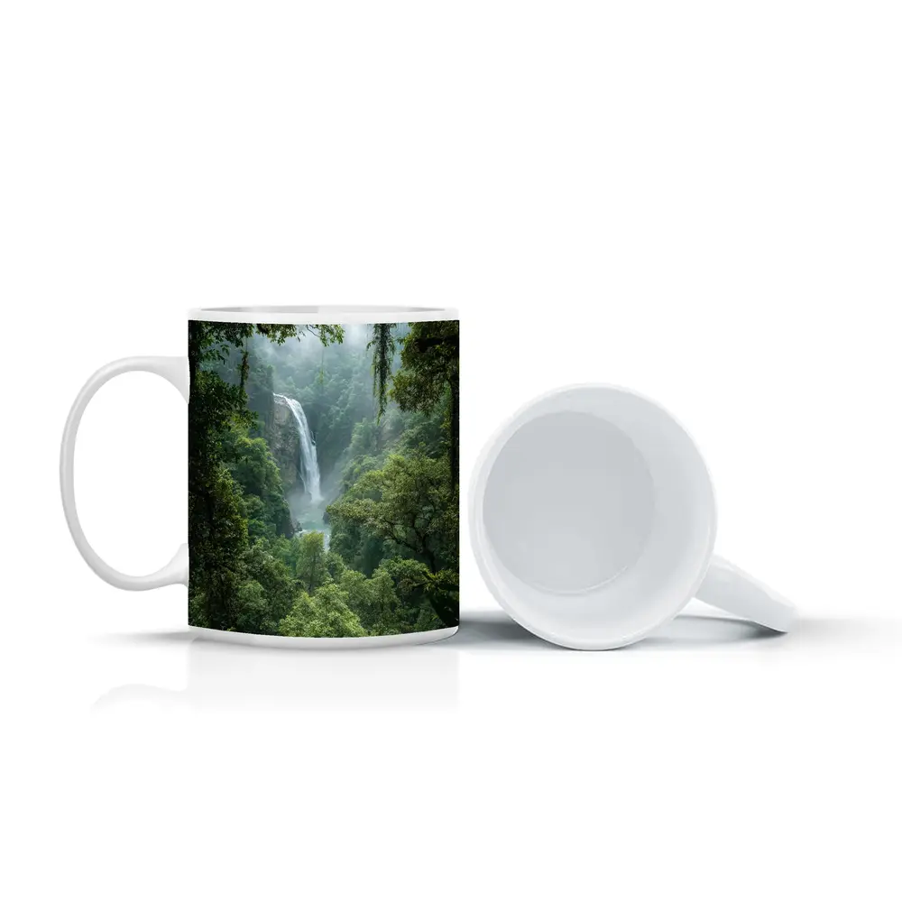 Tropical Waterfall Hidden Deep In Rainforest – Mugs