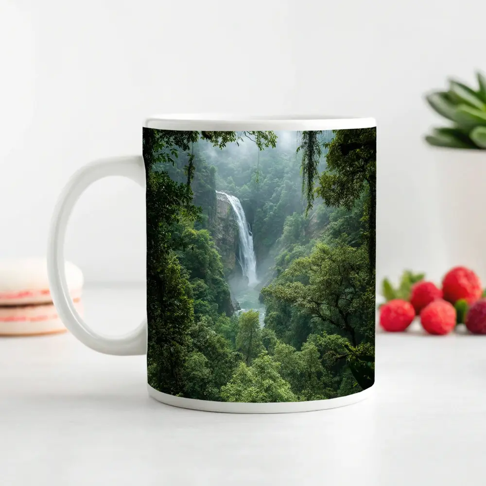 Tropical Waterfall Hidden Deep In Rainforest – Mugs