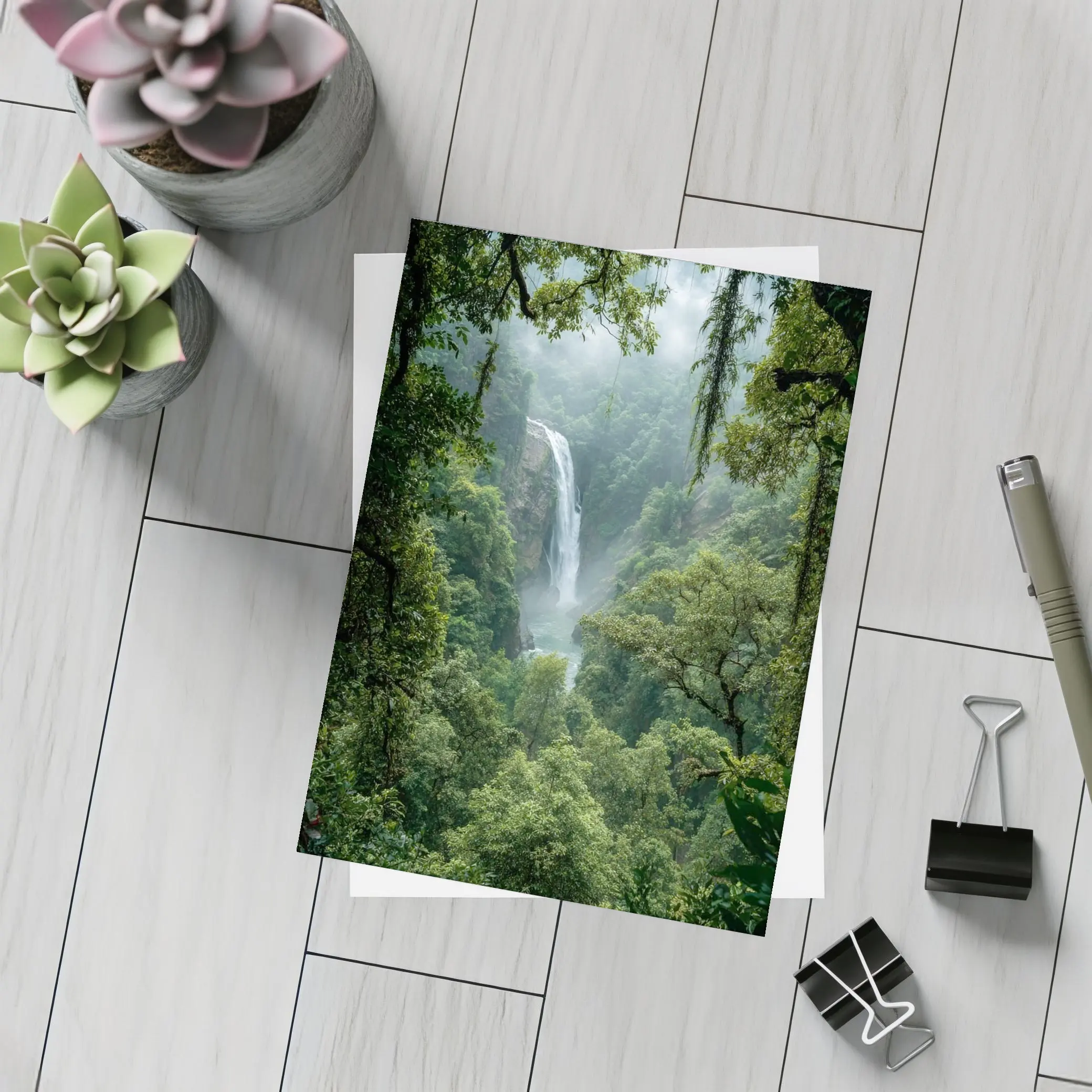 Tropical Waterfall Hidden Deep In Rainforest – Postcards