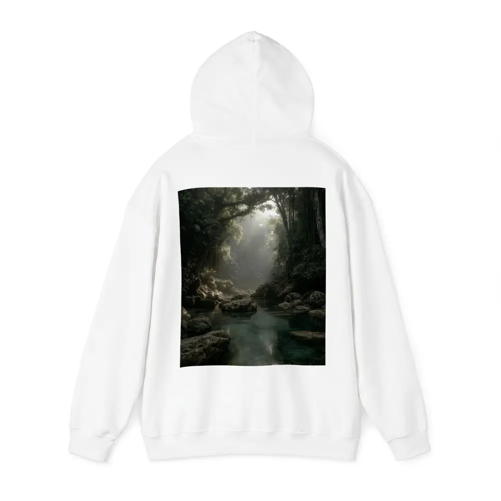 Misty Jungle River Through Ancient Forest – Hoodies