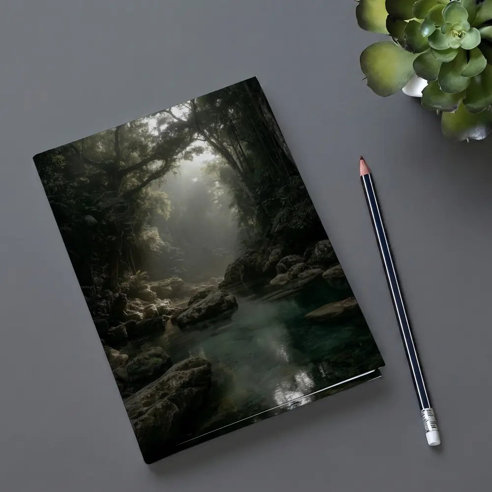 Misty Jungle River Through Ancient Forest – Notebooks