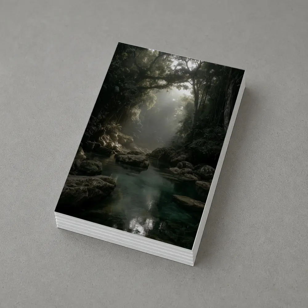 Misty Jungle River Through Ancient Forest – Postcards