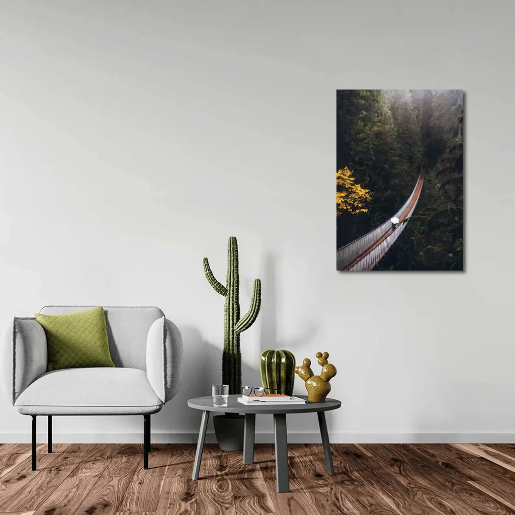 Suspension Bridge Deep Forest Green Trees – Wall Art