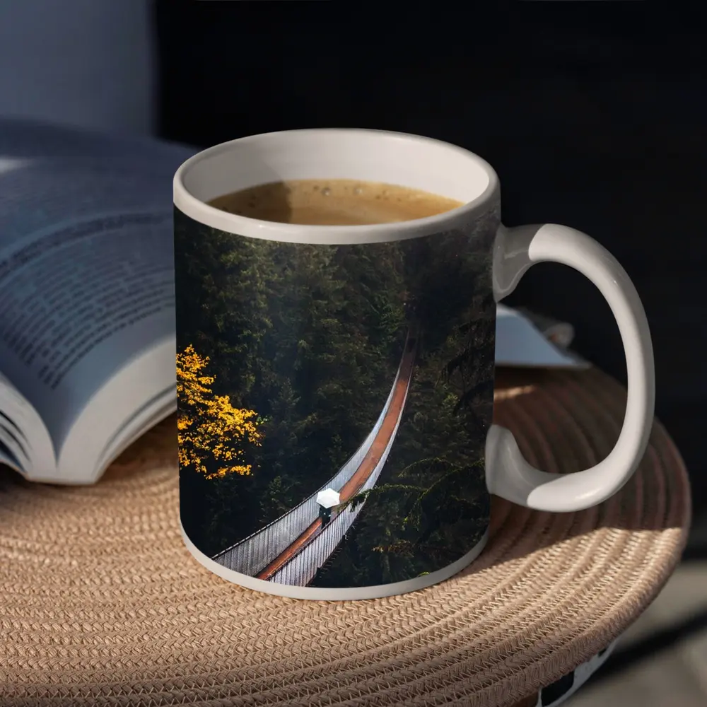 Suspension Bridge Deep Forest Green Trees – Mugs