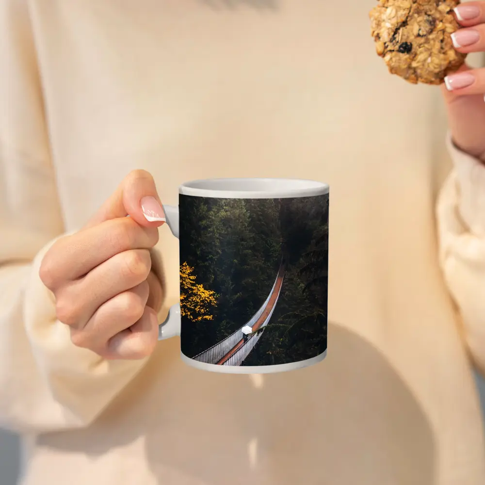 Suspension Bridge Deep Forest Green Trees – Mugs