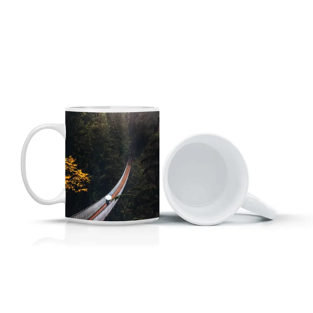 Suspension Bridge Deep Forest Green Trees – Mugs