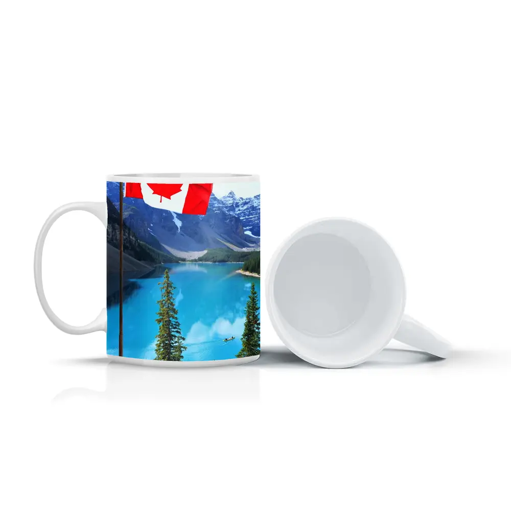 Canadian Flag Over Blue Mountain Lake – Mugs