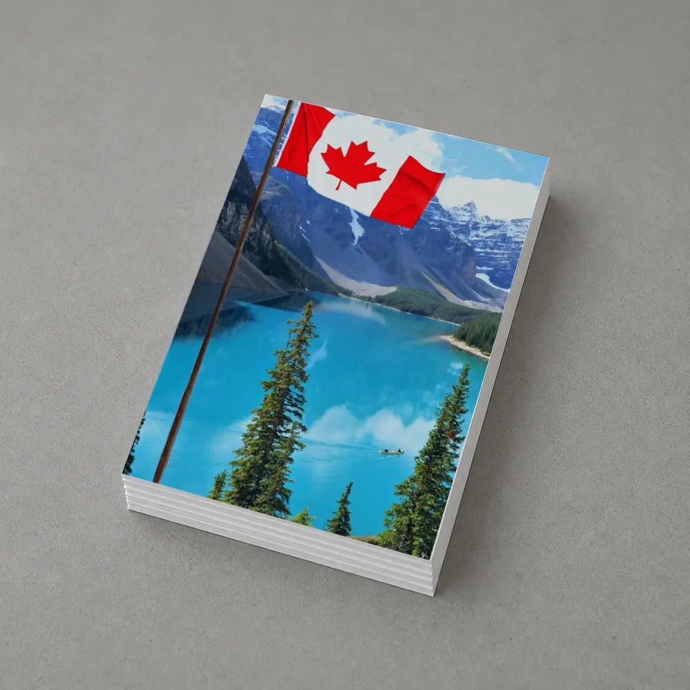 Canadian Flag Over Blue Mountain Lake – Postcards