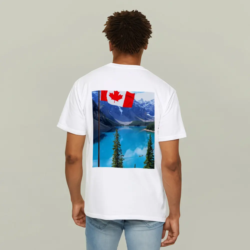 Canadian Flag Over Blue Mountain Lake – T-Shirts